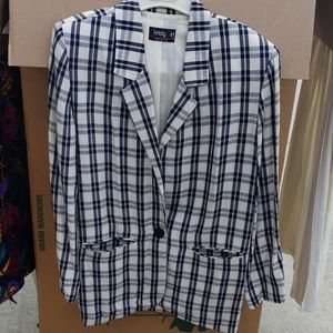 Vintage Navy Plaid Blazer